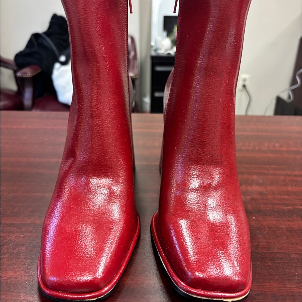 Mix No. 6 Red Heeled Boots with Glossy Finish